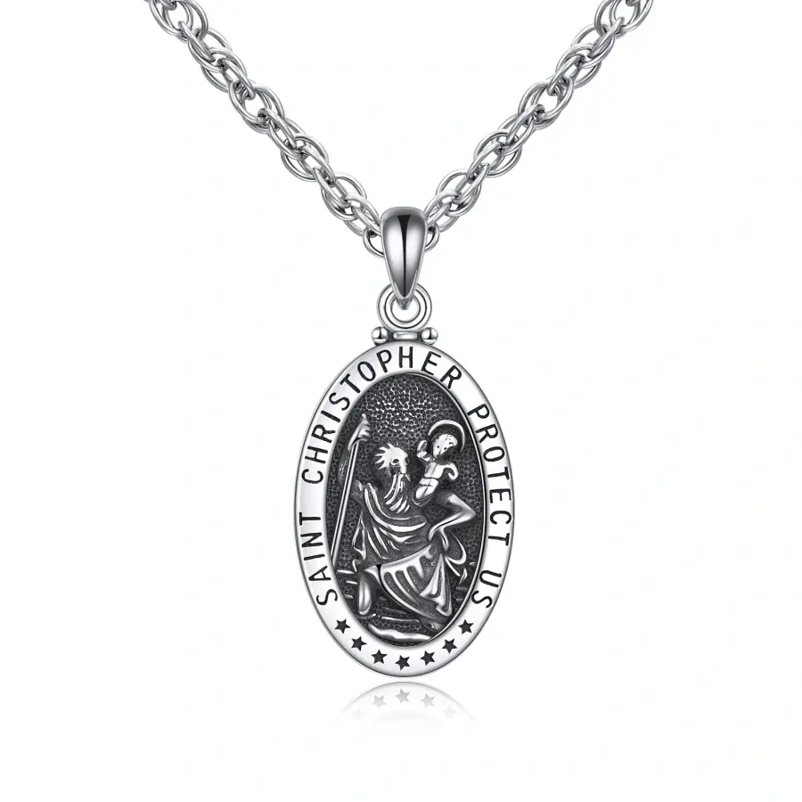 S925 sterling silver St. Christopher necklace for men and women, a must-have gift