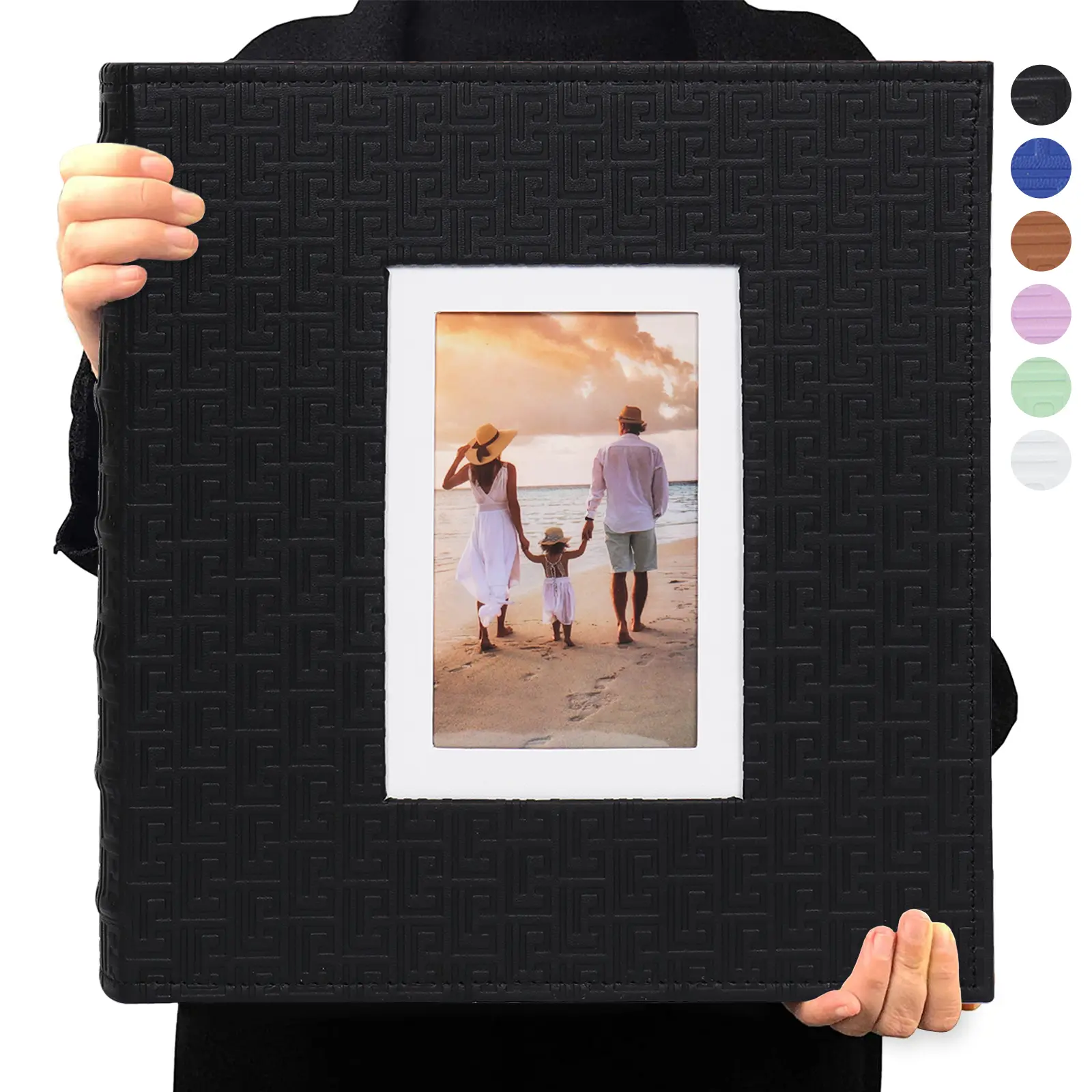 Photo Album 4x6 600 Pockets Photos Classic Mazes Pattern Leather Picture Album with Front Window Large Capacity Photo Album Book Holds 600 Photos for Family Wedding Vacation Graduation
