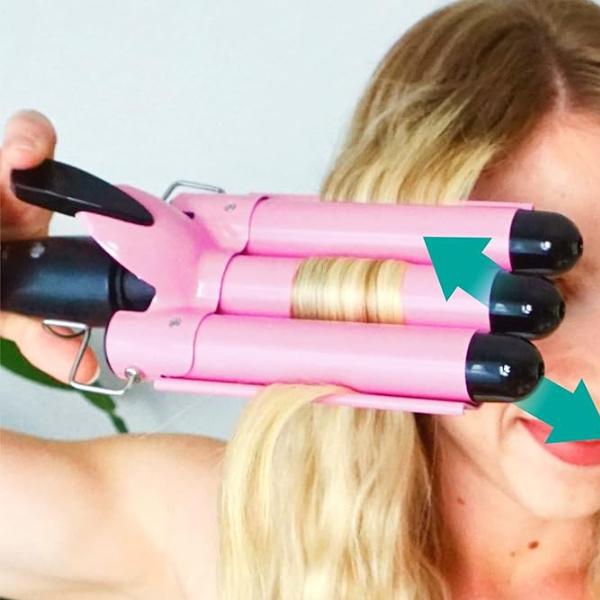 3 Barrel Curling Iron, 1 Inch Crimper Hair Tool for Women with Two Temperature Settings for Comfortable Curling Waves - Curler Comfort Comfort Quick Styling Even Heat Distribution