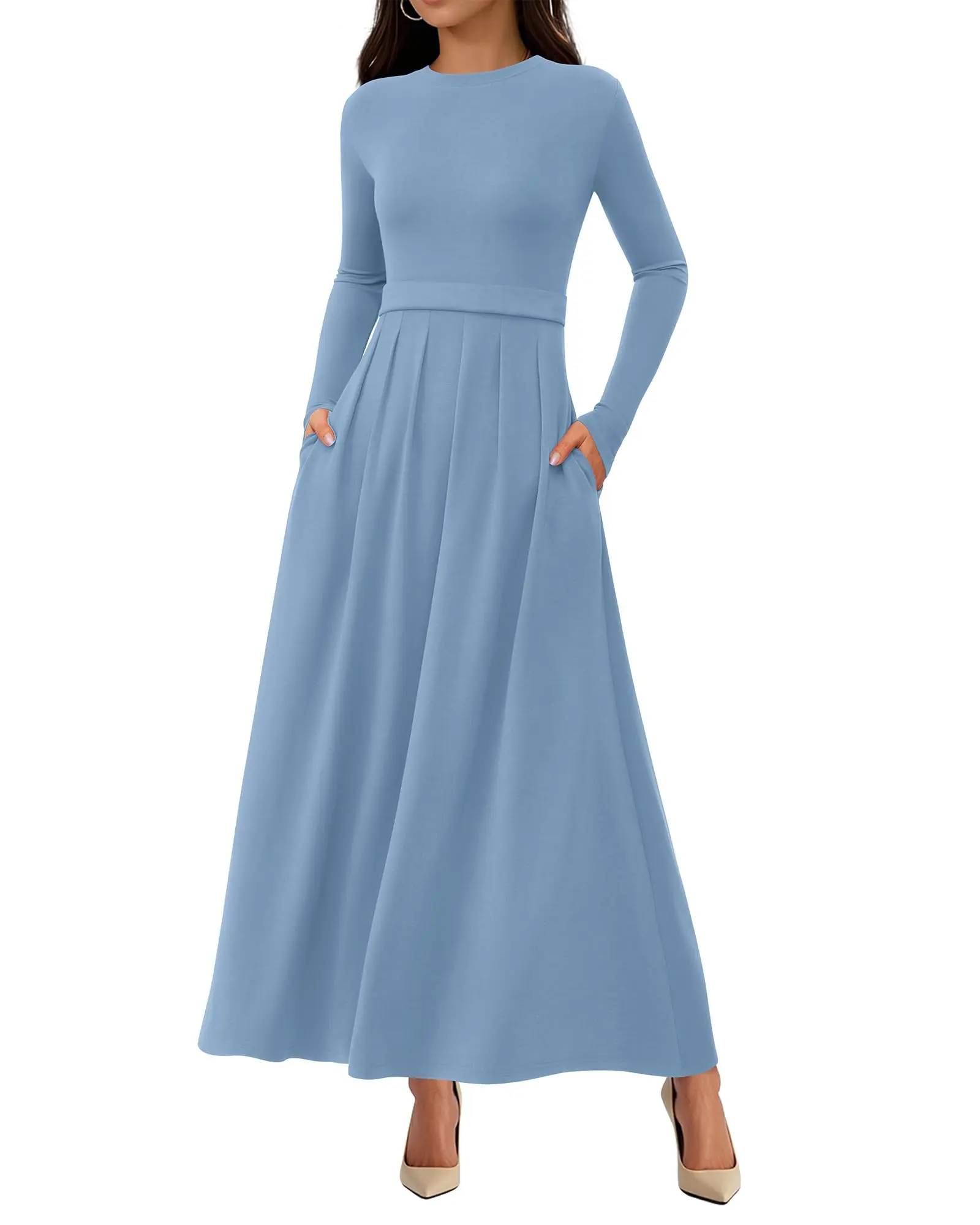 BTFBM Long Sleeve Dress for Women 2026 Winter Business Casual Clothes Pleated Fall Wedding Guest Dresses Pockets BTFBM Long Sleeve Dress for Women 2026 Winter Business Casual Clothes Pleated Fall Wedding Guest Dresses Pockets