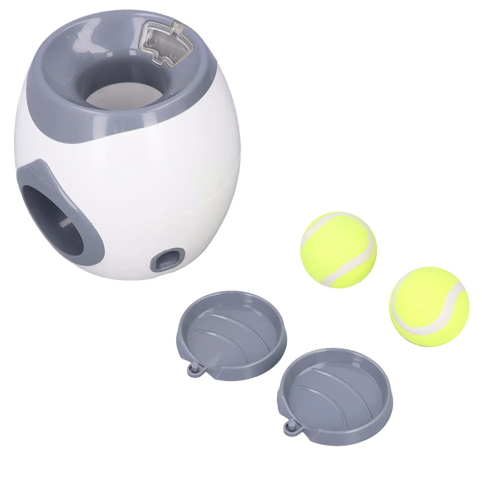 Dog Ball Feeding Machine Set Pack - Safe Plastic Interactive Chew Toy, Durable Chew Training Aid, Launching Tool for Active Play, Functional Pet Gift with 2 Tennis Balls
