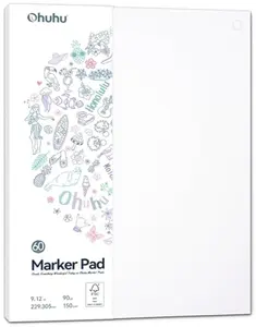 Ohuhu Marker Pads Art Sketchbook: 9"x12" Large Paper Size - 90 lb/150 gsm Smooth Drawing Paper - 60 Sheets/120 Pages - Double-Sided Marker Pad Art Sketchbook Bleedproof - Glue-Bound Sketching Book for Alcohol Markers - Marker Pad Series of Ohuhu