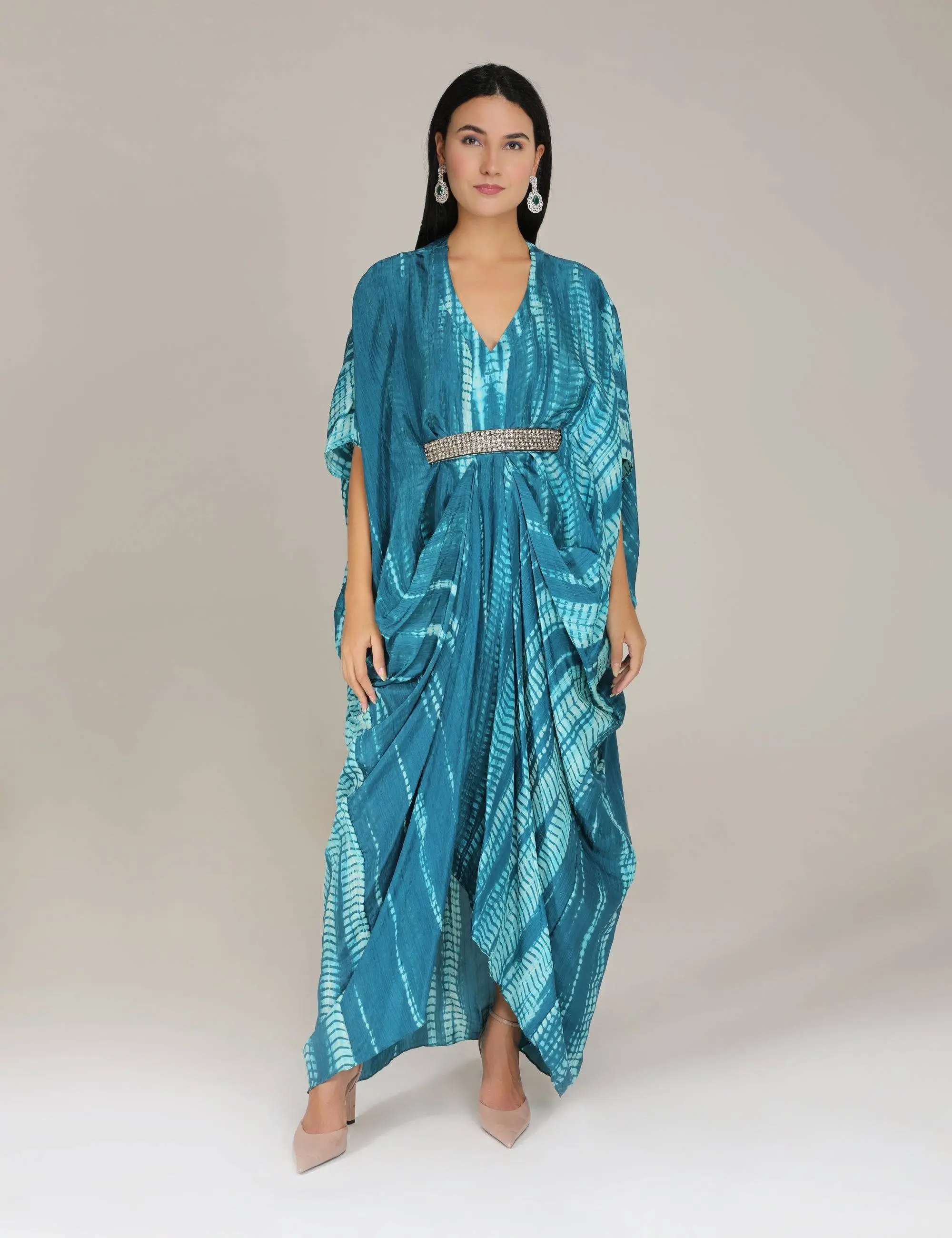Teal raya Drape Kaftan