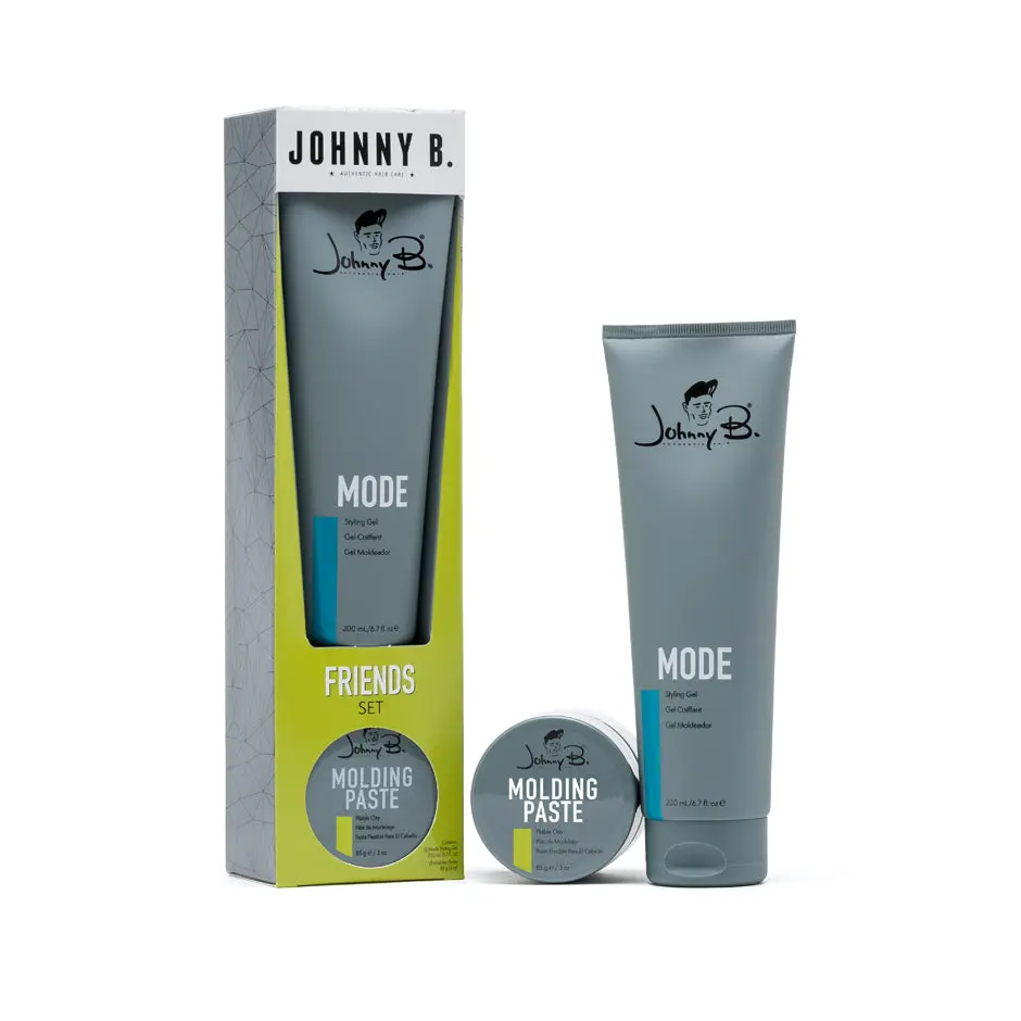 Johnny B. Mode Friends Set | Men's Styling Gift Bundle Hair Care with Gel and Pomade