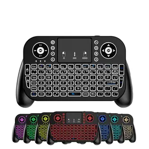Rechargeable Wireless Keyboard with Touchpad, Portable Rechargeable Keyboard, 2.4G 7-color Backlight Mini Wireless Keyboard, Keyboard for Computer, Android & TV Box, Tablet
