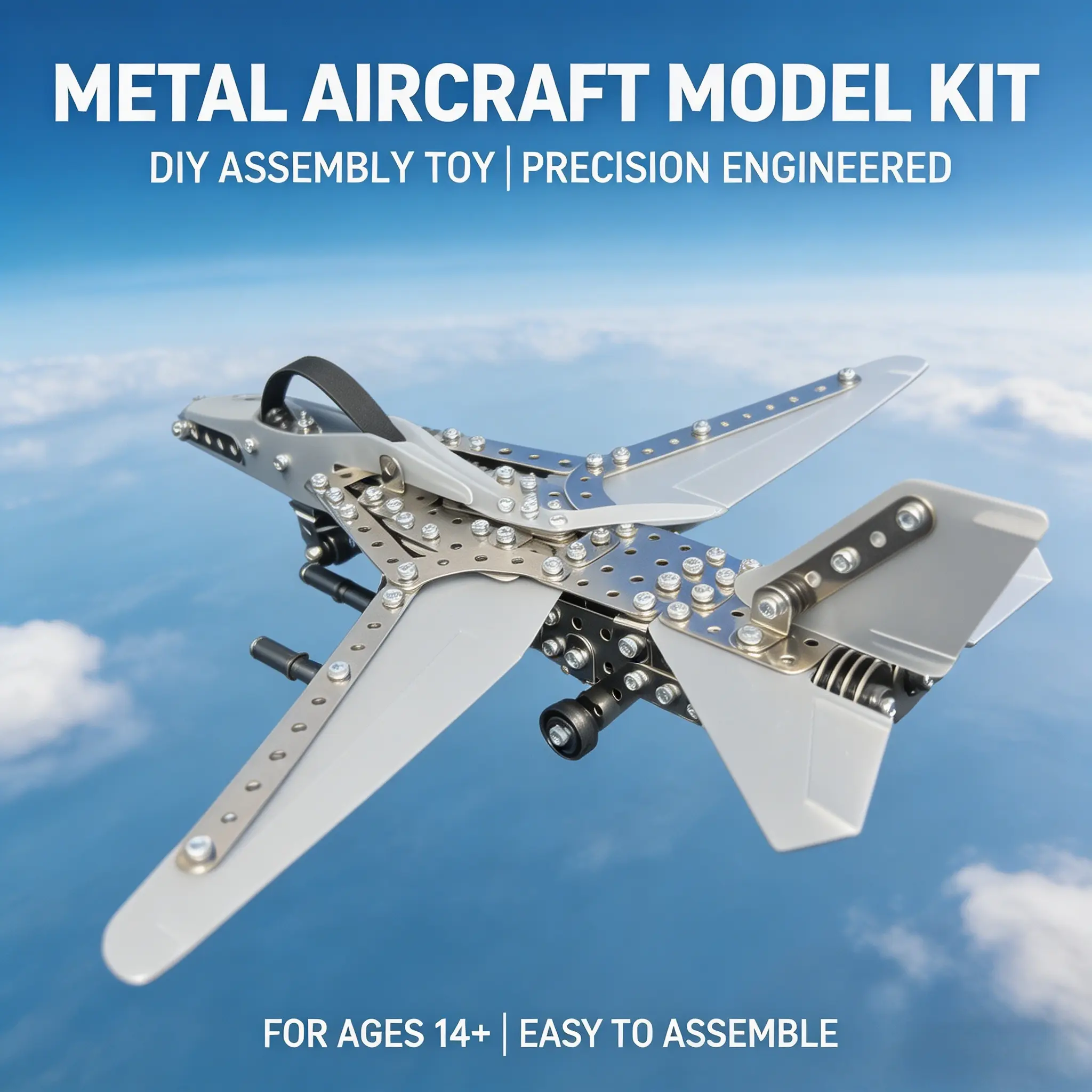 Advanced Stainless Steel Fighter Jet Model Building Kit BPA Free Latex Free Mechanical Assembly DIY Craft Set for Teens Adults Hobbyist Collectible Gift Challenging Project