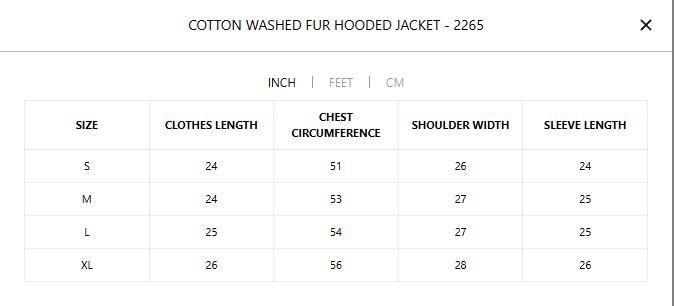 Cotton Washed Fur Hooded Jacket - 2265