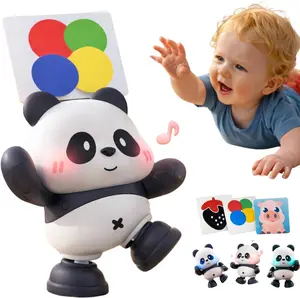 Cuddobaby Dancing Panda | 0-6M 6-12M Musical Toys, Changing Lights| Independent Tummy Time | Hands-Free High Contrast Flash Card Holder for Newborns, Crawling Encourage for Infants