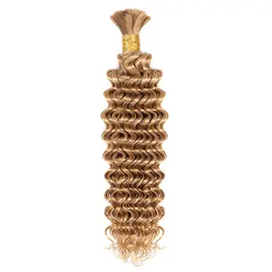 Ygwigs Double Drawn Deep Wave Medium Blonde Bulk Hair For Braiding