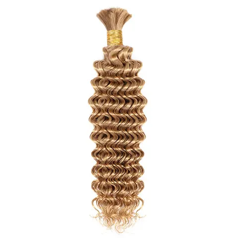 Ygwigs Double Drawn Deep Wave Medium Blonde Bulk Hair For Braiding