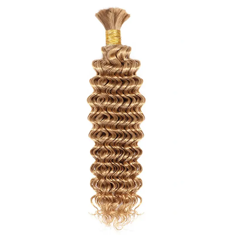 Ygwigs Double Drawn Deep Wave Medium Blonde Bulk Hair For Braiding
