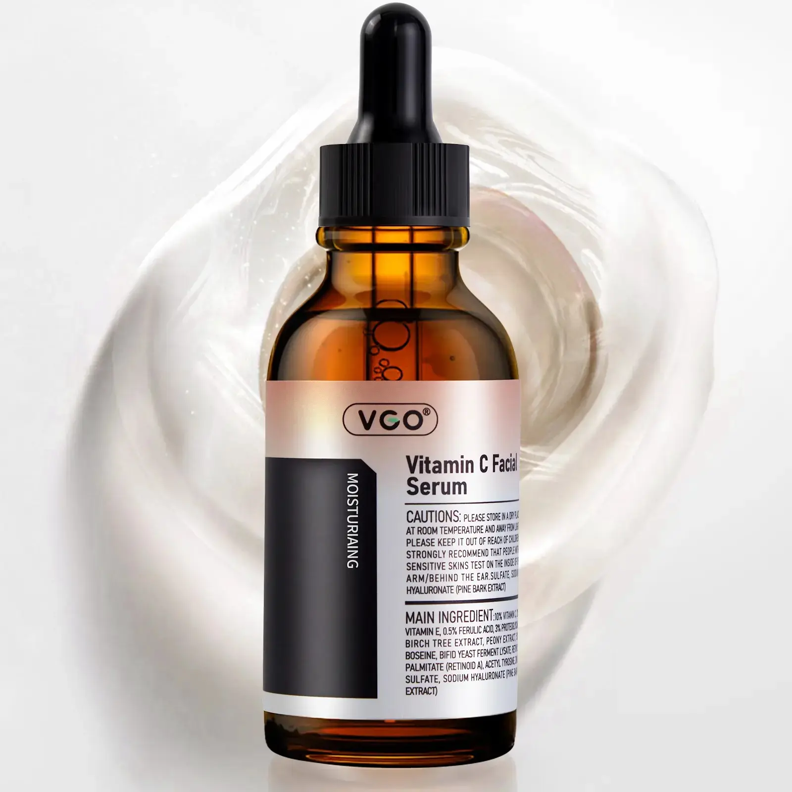 VGO Vitamin C Facial Serum, Smooth Lightweight Gentle Hydrating Serum for Simple Daily Skincare, Moisturizer, All Skin Types, Evening