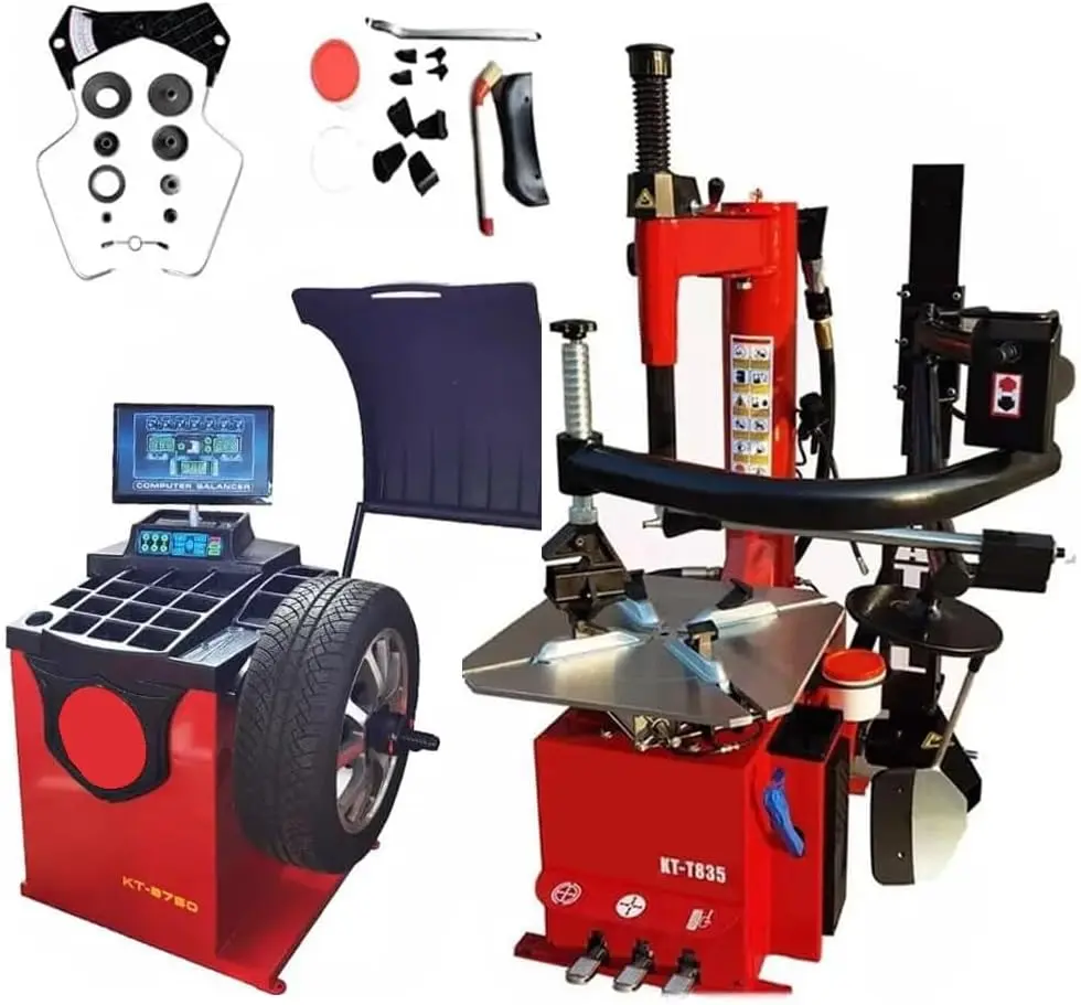 KATOOL KT-T835 Tire Changer Machine 2.0HP Bead Blaster and KT-B750 Wheel Balancer Machine Automatic Measurement Ruler Laser Guide Tire Repair Wheel Changers Combo (KT-T835 & KT-B750)