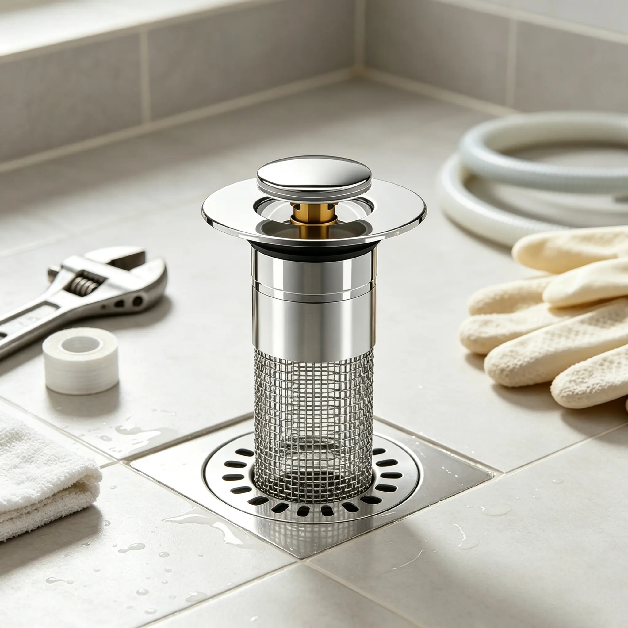 "Stainless Steel Modern Anti-Odor Bathroom Sink Stopper with Bouncing Core & Brass Pop-Up Drain Plug for Bathtub Home Goods ，universal bathtub drain stopper，bathroom sink strainer"