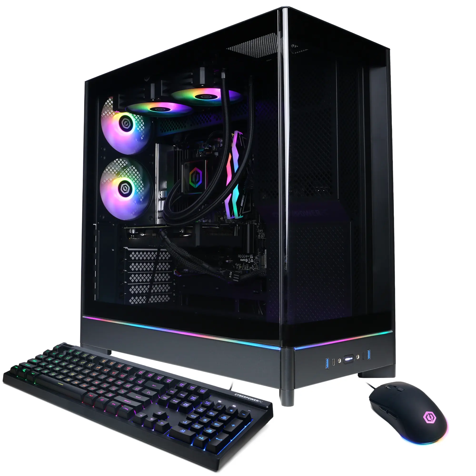 CyberPowerPC SLC11380CPG Gaming Desktop PC, AMD Ryzen 7 9700X, 32GB DDR5, Radeon RX 9060 XT 16GB, 2TB PCIe 4.0 NVMe SSD, WiFi/BT, RGB Gaming Keyboard/Mouse & Windows 11 Home