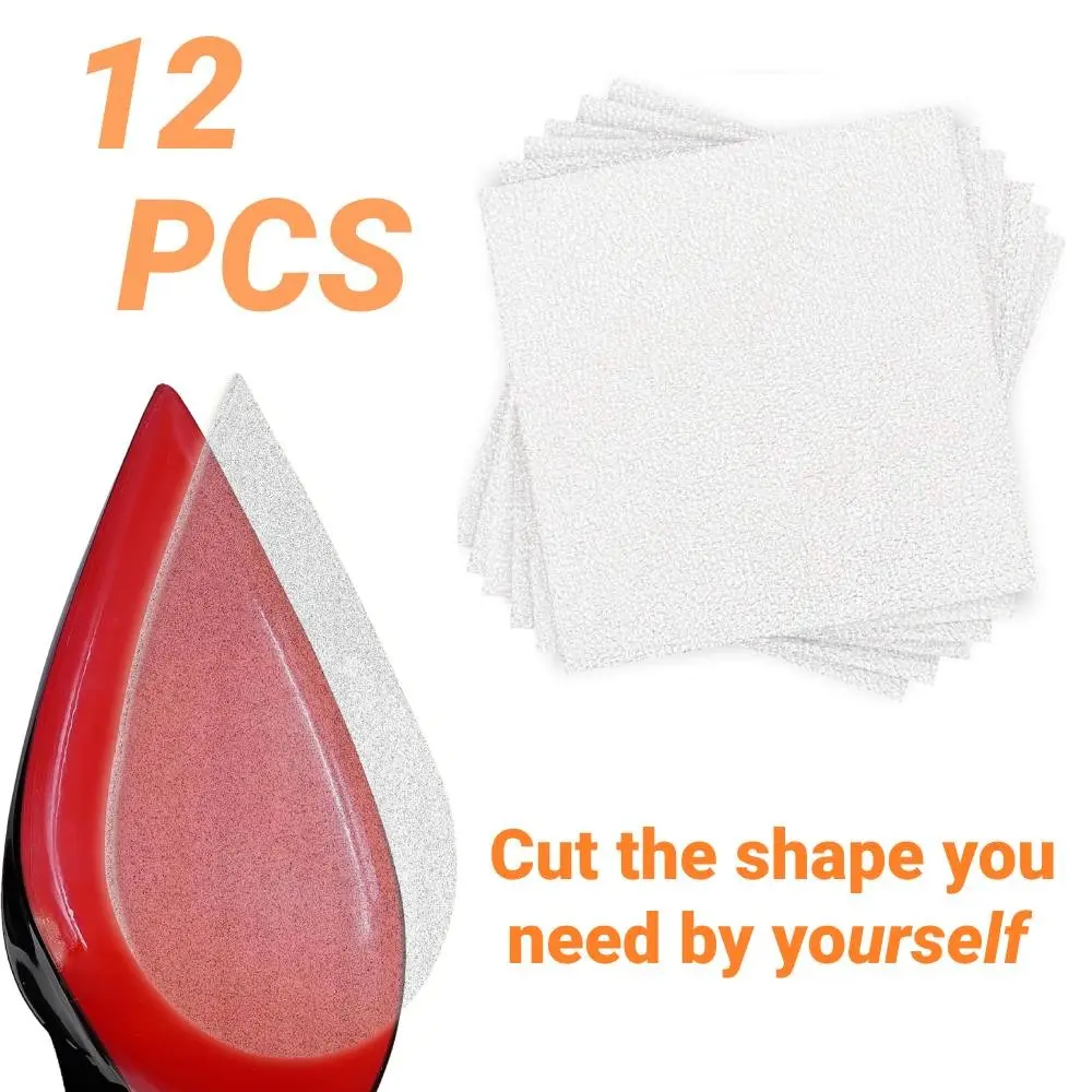 12 Pack Sole Protector Clear Stickers, for High Heel Shoes, Compatible for All Heels, 12 Sheets for 6 Pair of Shoes Sheets Bedroom Footwear
