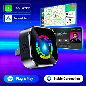 2-in-1 CarPlay，Plug & Play, Automatic Pairing,Dual-system Compatibility，No Delay, Hands-free Calls，Apple & Android Auto Compatible,Quick Connection，wireless Carplay Adapter，suitable for Factory Wired Carplay Cars From 2016 Onwards