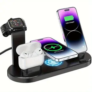 15W Fast Charging Stand, Foldable Charging Station, Charging Stand for Samsung & iPhone 15 14 & Apple Watch & AirPods 3 2
