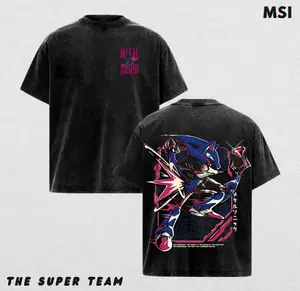 Metal Sonic Cotton T-shirt, Vintage Graphic Tee Washed For Fans Sonic the Hedgehog Game,Printed Crew Neck T-Shirt Oversize, Graphic Streetwear T-shirt, T-shirt Unisex Hot 2025