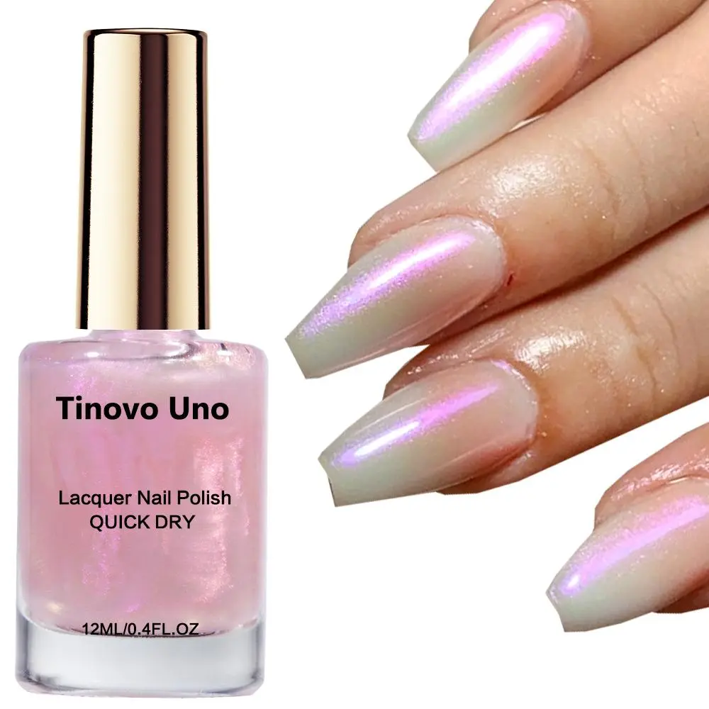 Tinovo Uno Summer Ice Aurora Nail Art Polish 12ml, Pink - Purple Aurora Color, Natural Dry, No Need for Drying, Long-lasting Shine, Natural Reflection, Aurora Shade