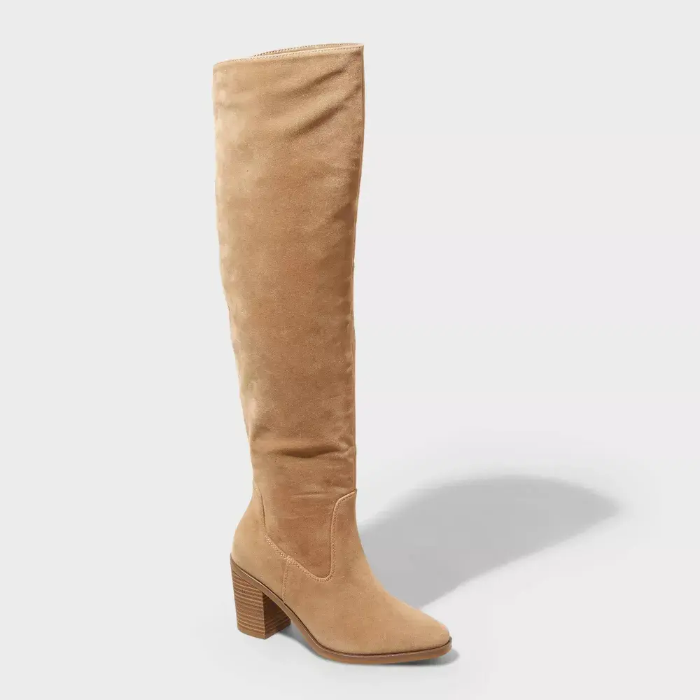 Women's May Over the Knee Scrunch Boots - Universal Thread : Western Heel Cushioned Insole Zipper Closure