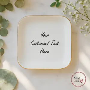 Customizable Jewelry Dish with Personalized Text Option Elegant Square Design for Storage Display Personalized Locked Ring Dish Engagement Wedding Gift for Couple Handmade Custom Ring Holder with Bow Detail