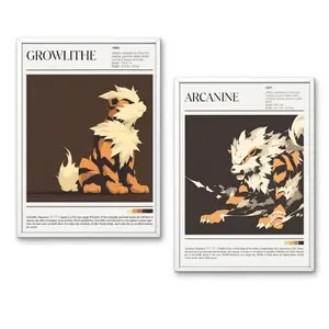 Growlithe Arcanine Design Poster, Japanese Style Wall Print, Bedroom and Lounge Anime-Inspired Decor