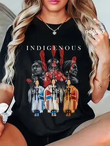 100% Cotton Unisex Native American Indigenous Red Hand Indian Blood Themed T-Shirt Casual Top