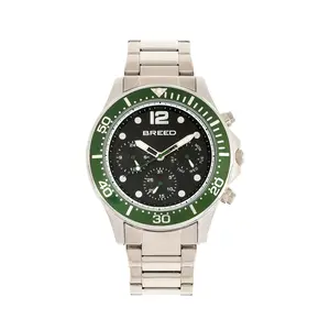 Breed Men's Pegasus Silvertone Green Bezel Watc