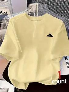 Summer Loose Comfortable Round Neck Short Sleeve Top, Lightweight Breathable Fabric, Soft and Versatile, Perfect for Women Outdoor Shopping Parties