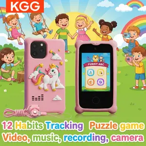 KGG Cute Cartoon Mini Phone for Kids, Fun Learning Tool, English Word Study, Brain Games, Music, Video, Camera, Recorder, Alarm, Flashlight, Calendar, Calculator
