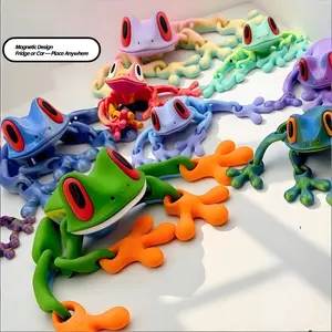3D Printed Magnetic Frog Figurine, Tree Frog Decorative Desk Ornament, Small Frog Model Refrigerator Magnet, Stress Relief Toy