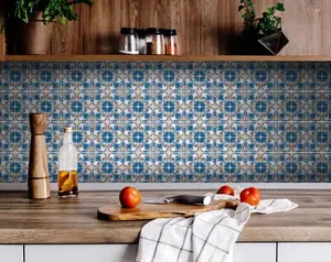 360 stand Square Size Peel&Stick Tiles, 7x7 in. Teal Taupe Removable Self-Adhesive Wall Stickers for Coastal Home Decor