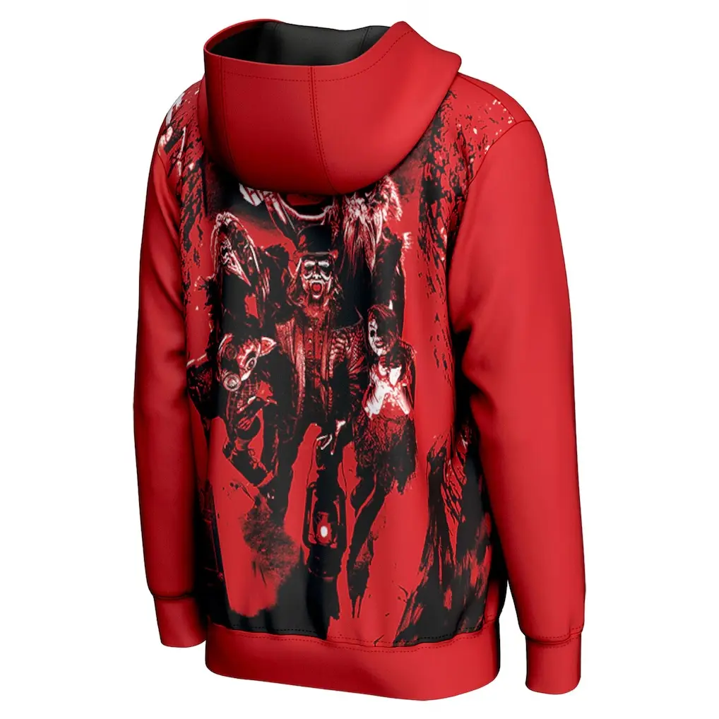 Finn Balor WWE 3D Zip Hoodie Red Demon King Skull Blood Splatter