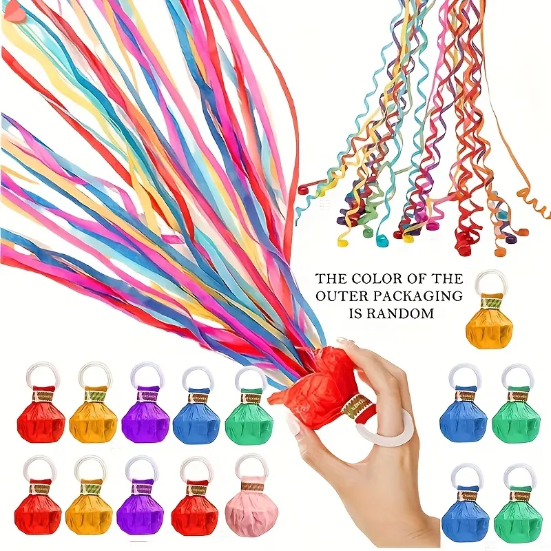 12/24-Pack Handheld Confetti Poppers, Silent Paper Party Streamers in a Colorful Mix for Birthdays, Weddings, and Celebrations, Random, Handheld Party Streamers