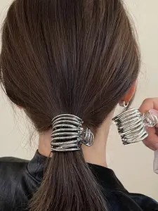 Elegant High Ponytail Hair Clip, Metal Hair Accessory for Women, Stylish Back-Of-Head Hair Pin, Simple Design Hair Decoration, All Seasons, Metal Construction