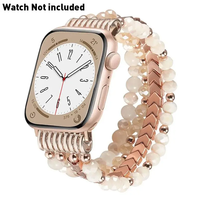 Beaded Smartwatch Band Compatible with Apple Watch, Fashion Elastic Stretch Watch Band for iWatch Series SE 9 8 7 6 5 4 3 2 1, Wearable Band for Summe