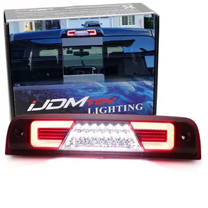 iJDMTOY Dark Red Lens C-Shape Ring Full LED High Mount Third Brake/Clearance Light Assembly For 2010-2018 Dodge RAM 1500, 2010-19 RAM 2500 3500