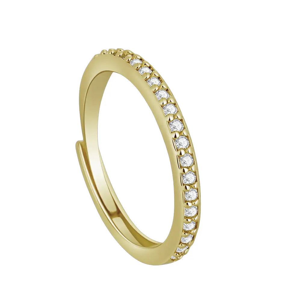Women’s Adjustable Open Band Stacking Ring - Multi-Stone, Metal Coating, Fashion Design, Compatible with Smart Rings, Daily Versatile Accessory, Ideal Gift for Any Outfit