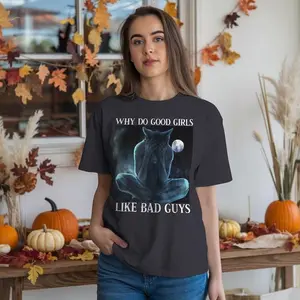 Why Do Good Girls Like Bad Guys? Funny Werewolf Meme Bootleg T-shirt, Cringe Werewolf Ripping Shirt, Ironic Wolf Howling At Moon Meme, Sigma