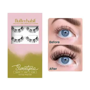 FlutterHabit Sweetpea | DIY Cluster Lash Extensions | 6 pair Lash Set | Long Wear Underlash Application