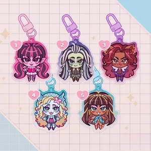 G1 Ghoul School Charm Keychains - Monster Girls, Monster School, Ghoul Girls, Cute Anime Characters Acrylic Keychain, Perfect Gift for Fans & Collectors
