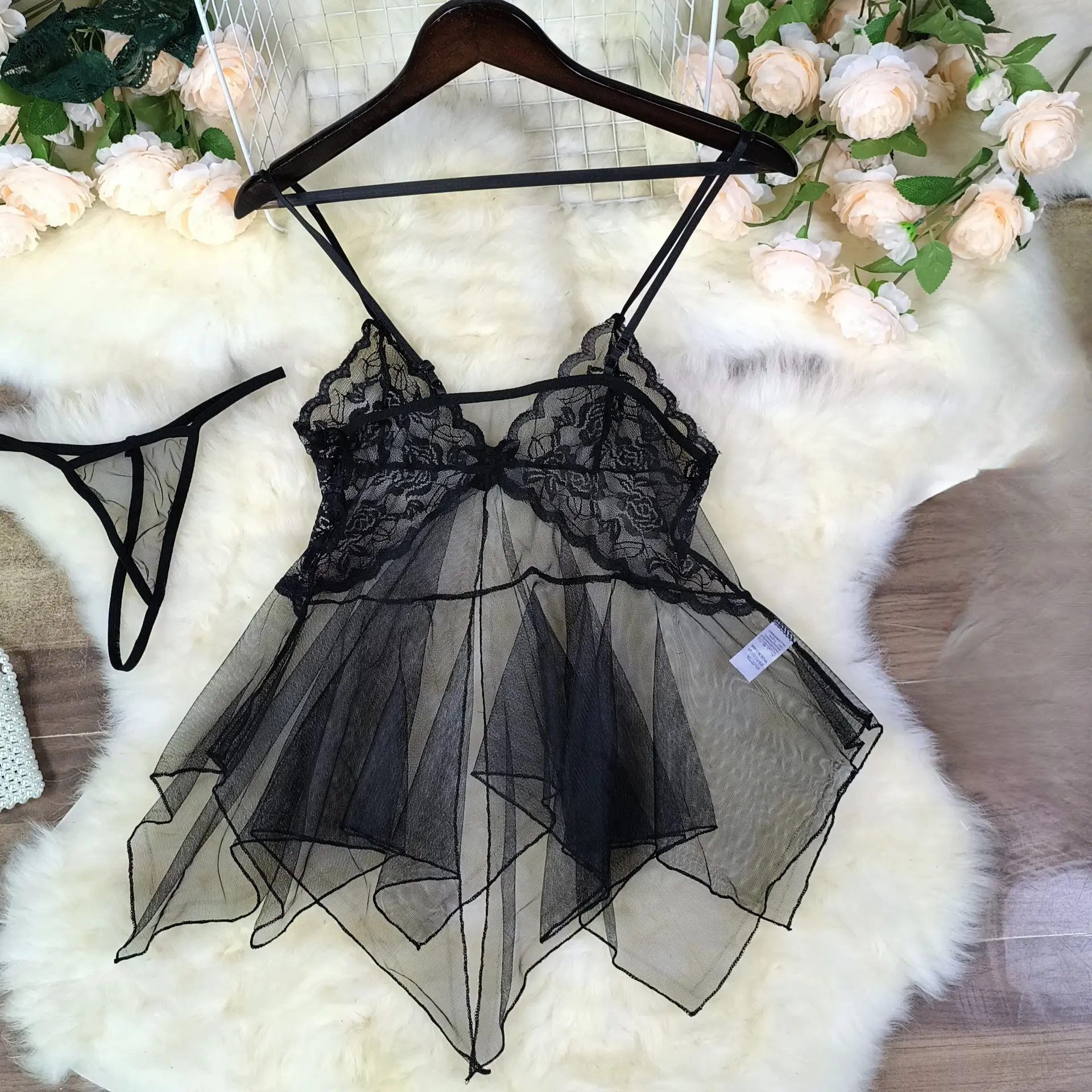 Short Front Split Women sheer lace babydoll sleepwear lingerie, women's sexy  lingerie babydoll Mesh nightwear - TikTok Shop