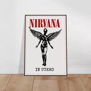 Nirvana Poster Print, In Utero Poster, Rock Band Poster, Bedroom Decor, Retro