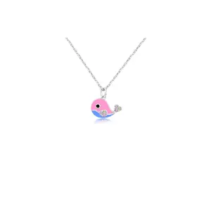 Whale Crystal White Gold Palladium Plating Hypoallergenic Kids Necklace