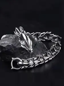 1 silver bracelet, Exquisite bracelet, featuring an Eastern dragon bone design, for men with a unique punk vintage style that doesn't fade. Suitable for various holidays, perfect as a gift for boyfriends or elders