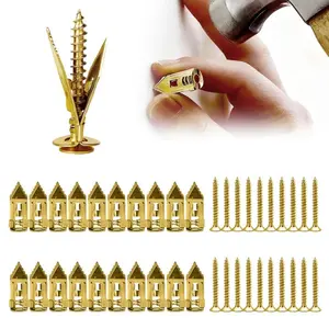 120 Pcs Drywall Self Drilling Anchors and Screws,Easy Application,No Drill or Holes in Wall,Heavy-Duty Zinc-Plated Steel Anchors with Self-Tapping Screws,Hollow Screws and Anchors for TV,Bicycle,Cabinet Fixing Accessories.