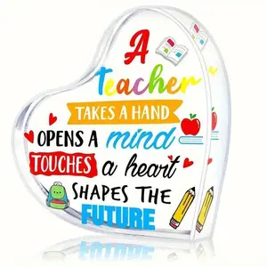 Heart Shaped Acrylic Gift, Teacher Appreciation Gift, Back to School Season Gift, Teacher's Day Gift, Birthday Gift for Teacher, Acrylic Plaque Sign, Heart Shaped Decor