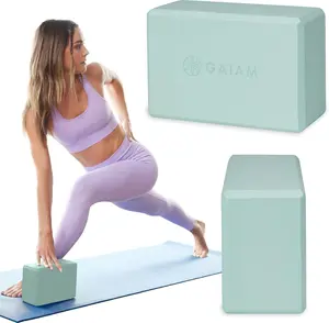 Gaiam Yoga Block - Supportive Latex-Free Eva Foam - Soft Non-Slip Surface with Beveled Edges for Yoga, Pilates, Meditation