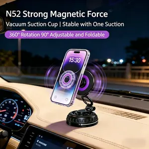 Vacuum Suction MagSafe Car Mount | 720° Rotation, Works for All Phones!